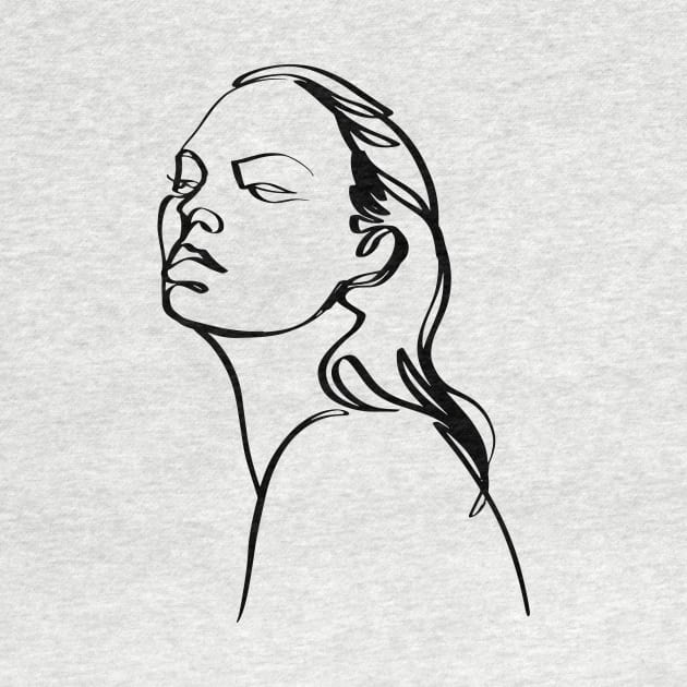 One line woman face  drawing, Abstract minimal female single line art by 9georgeDoodle